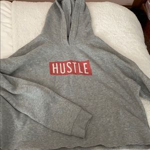 gray hustle crop sweatshirt